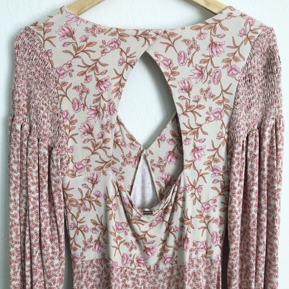 Free People Pink Floral Long Sleeve Maxi Dress - Picture 3 of 5